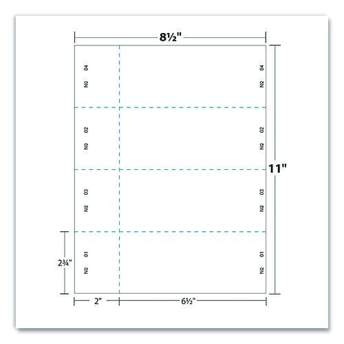 Image of Blanks/USA® TJP10X9WH Jumbo Micro-Perforated Event/Raffle Ticket, 90 lb Index Weight, 8.5 x 11, White, 4 Tickets/Sheet, 250 Sheets/Pack