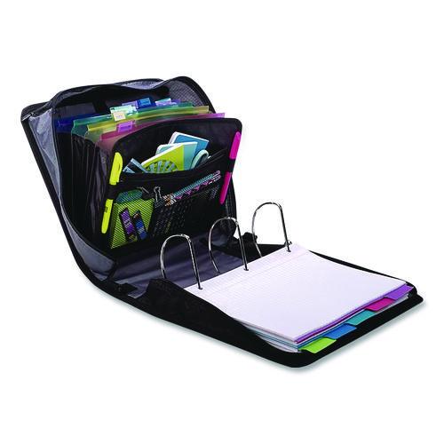Image of Case it D-186 BLK King Size Mighty Zip Tab Binder, 3 Rings, 4" Capacity, 11 X 8.5, Black