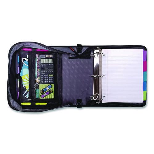 Image of Case it D-186 BLK King Size Mighty Zip Tab Binder, 3 Rings, 4" Capacity, 11 X 8.5, Black