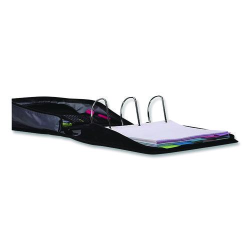 Image of Case it D-186 BLK King Size Mighty Zip Tab Binder, 3 Rings, 4" Capacity, 11 X 8.5, Black