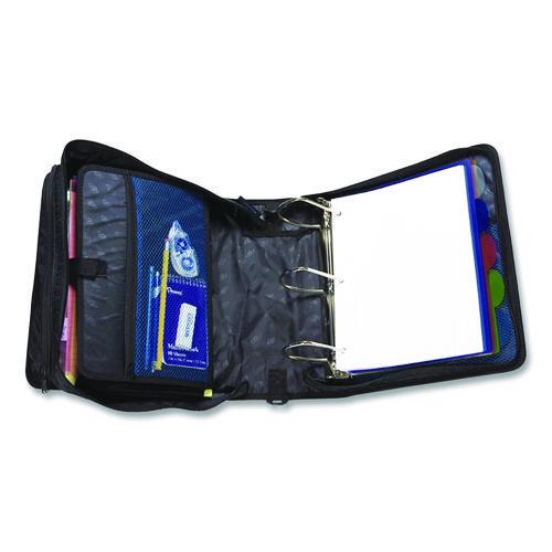 Image of Case it D-186 BLK King Size Mighty Zip Tab Binder, 3 Rings, 4" Capacity, 11 X 8.5, Black