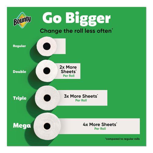 Image of Bounty® 80835948 Select-a-Size Kitchen Roll Paper Towels, 2-Ply, 5.9 x 11, White, 103 Sheets/Double Plus Roll, 8 Rolls/Pack