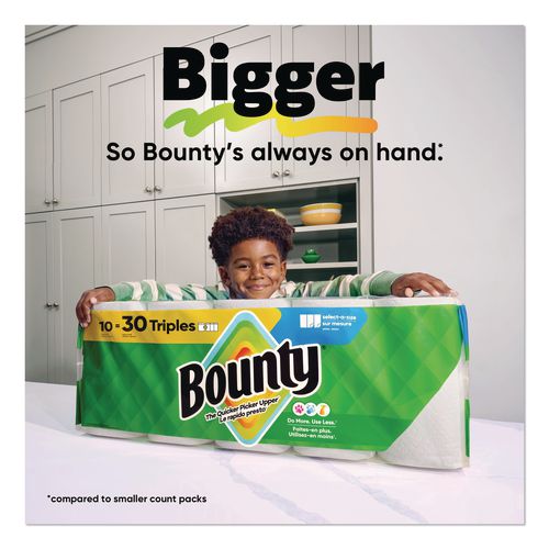 Image of Bounty® 80835948 Select-a-Size Kitchen Roll Paper Towels, 2-Ply, 5.9 x 11, White, 103 Sheets/Double Plus Roll, 8 Rolls/Pack