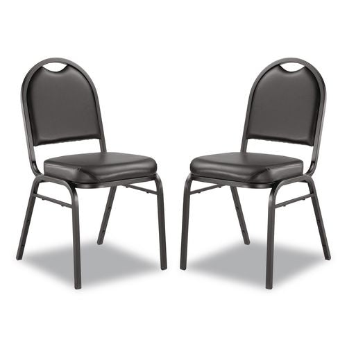 Image of NPS® 9210BT2 9200 Series Premium Upholstered Stack Chair, Vinyl, Supports Up to 500 lb, 19" Seat Height, Black Seat/Back, Black Base, 2/PK