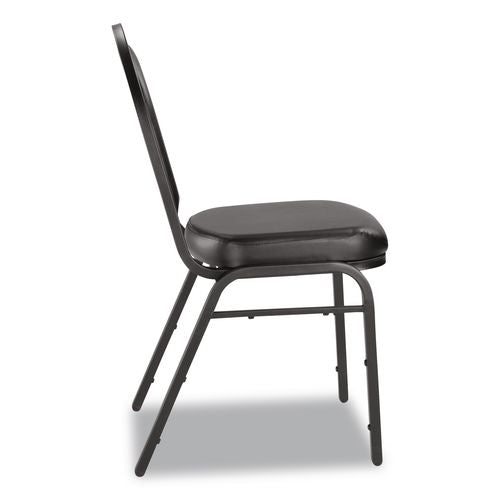 Image of NPS® 9210BT2 9200 Series Premium Upholstered Stack Chair, Vinyl, Supports Up to 500 lb, 19" Seat Height, Black Seat/Back, Black Base, 2/PK