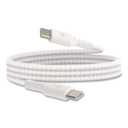 Image of Belkin® CAB004BT1MWH BOOST CHARGE Braided USB-C to USB-C Cable, 3.3 ft, White