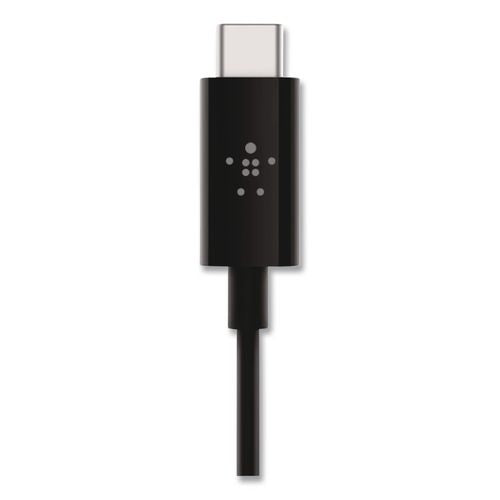 Image of Belkin® F7U079BT03-BLK RockStar 3.5mm Audio Cable with USB-C Connector, 3 ft, Black