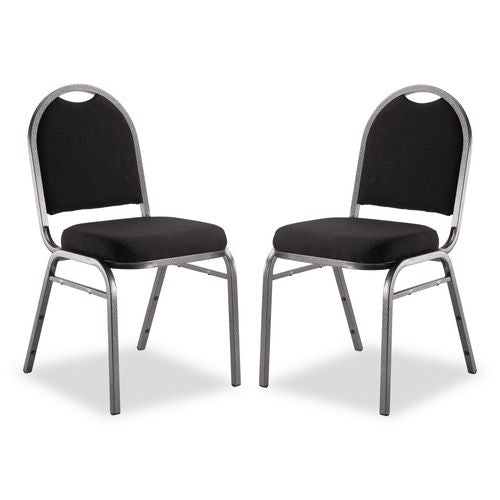 Image of NPS® 9260SV2 9200 Series Premium Upholstered Stack Chair, Fabric, Supports 500 lb, 19" Seat Ht, Ebony Black Seat/Back, Silver Base, 2/PK