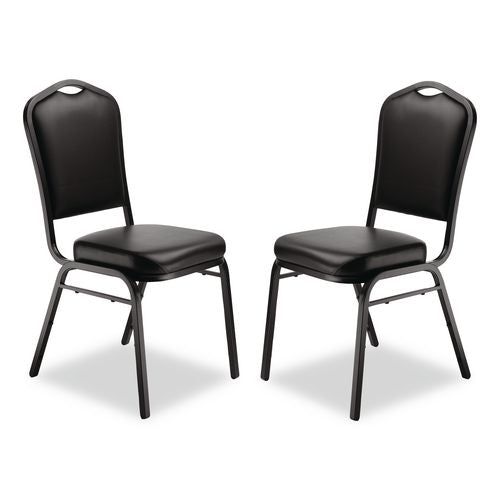 Image of NPS® 9310BT2 9300 Series Deluxe Upholstered Stack Chair, Vinyl, Supports Up to 500 lb, 19" Seat Height, Black Seat/Back/Base, 2/Pack