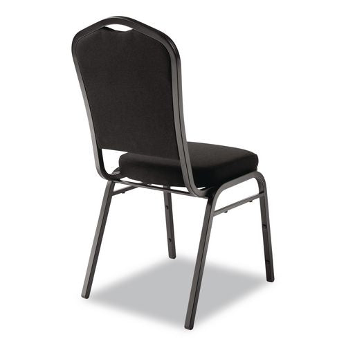 Image of NPS® 9360BT2 9300 Series Deluxe Upholstered Stack Chair, Fabric, Supports 500 lb, 19" Seat Height, Ebony Black Seat/Back, Black Base, 2/PK
