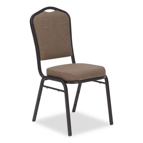 Image of NPS® 9378BT2 9300 Series Deluxe Upholstered Stack Chair, Fabric, Supports 500 lb, 19" Seat Ht, Natural Taupe Seat/Back, Black Base, 2/Pack