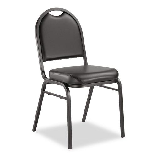 Image of NPS® 9210BT2 9200 Series Premium Upholstered Stack Chair, Vinyl, Supports Up to 500 lb, 19" Seat Height, Black Seat/Back, Black Base, 2/PK