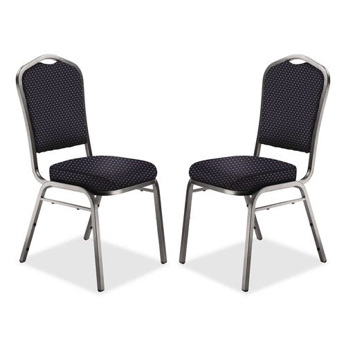Image of NPS® 9364SV2 9300 Series Deluxe Upholstered Stack Chair, Fabric, Supports 500 lb, 19" Seat Ht, Diamond Navy Seat/Back, Silver Base, 2/Pack