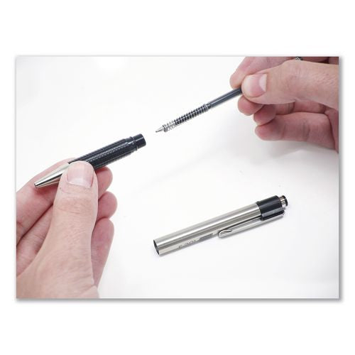Image of Zebra® ZEB27111 F-301 Ballpoint Pen, Retractable, Fine 0.7 mm, Black Ink, Stainless Steel/Black Barrel