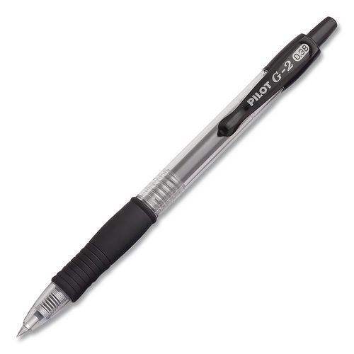 Image of Pilot® G23C5BLK G2 Premium Gel Pen, Retractable, Extra-Fine 0.38 mm, Black Ink, Clear/Black Barrel, 5/Pack