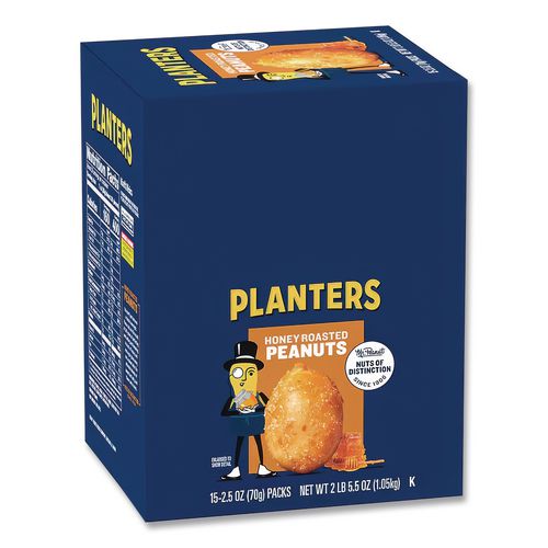 Image of Planters® GEN01652 Honey Roasted Peanuts, 2.5 Oz Tube, 15/box