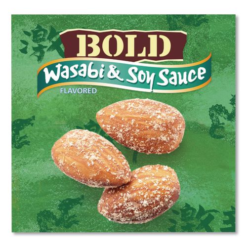 Image of Blue Diamond® BLU09931 Wasabi And Soy Sauce Flavored Almonds, 4 Oz Bag, 12 Bags/box