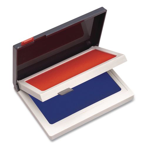 Image of COSCO 090429 Two-Color Felt Stamp Pads, 4.25" x 3.75", Blue/Red