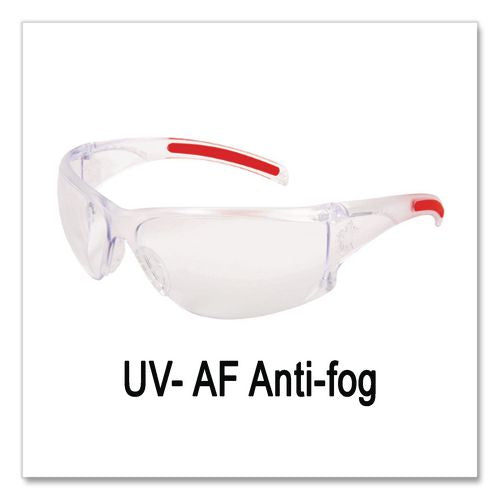 Image of MCR Safety HK110AF Hulk HK1 Series Safety Glasses, Clear/Red Full Frame, Clear Dual Lens