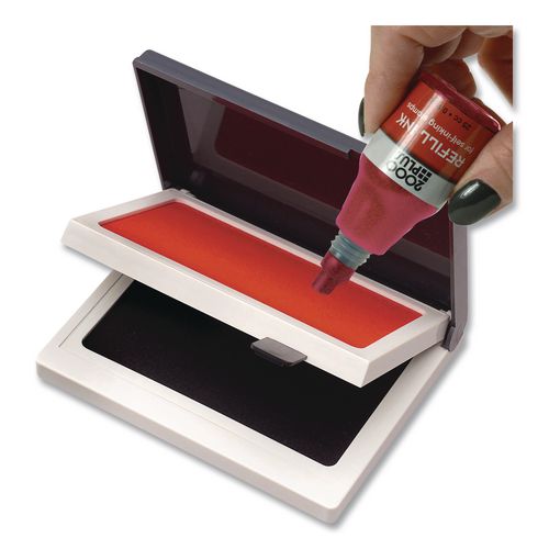 Image of COSCO 090468 2000 PLUS Two-Color Felt Stamp Pad Case, 4" x 2", Black/Red