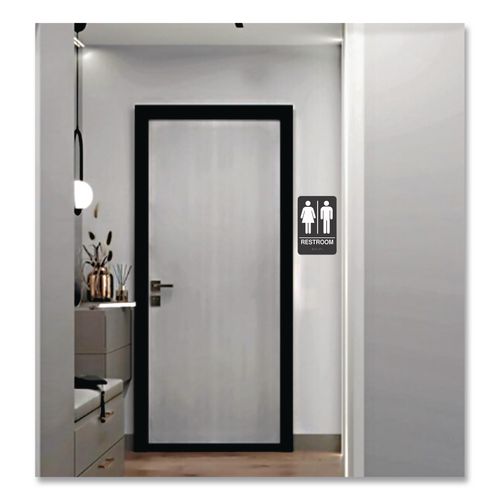 Image of COSCO 098096 Indoor Restroom Door Sign, Unixex 5.5 X 8.5, Black/white