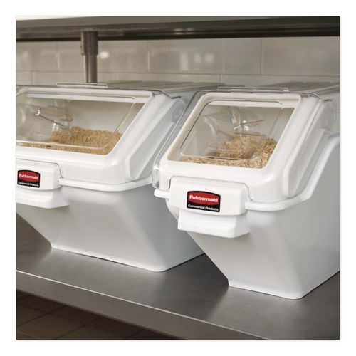 Image of Rubbermaid® Commercial FG9G5700WHT ProSave Shelf Ingredient Bins, 5.4 gal, 11.5 x 23.5 x 16.88, White, Plastic