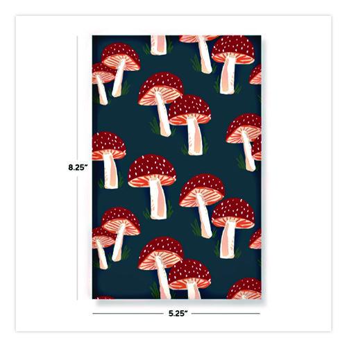 Image of Denik LFC1138L Classic Layflat Softcover Notebook, Mushroom Artwork, Medium/College Rule, Navy Blue/Multicolor Cover, (72) 8 x 5 Sheets