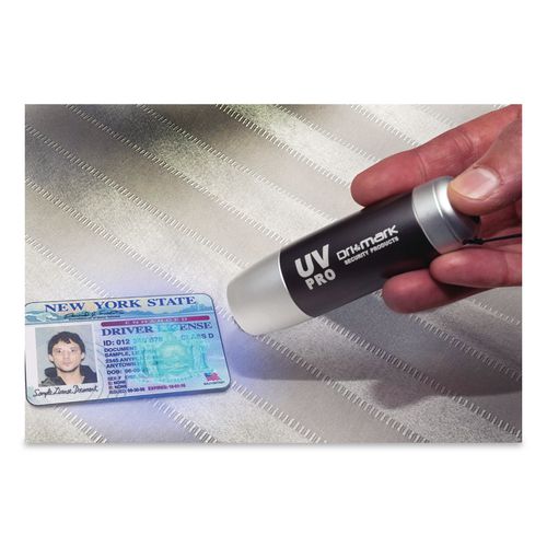 Image of Dri-Mark® UVPROPLUS-B UV Pro Ultraviolet Counterfeit Detector for USD and Most International Currencies, Black/Silver