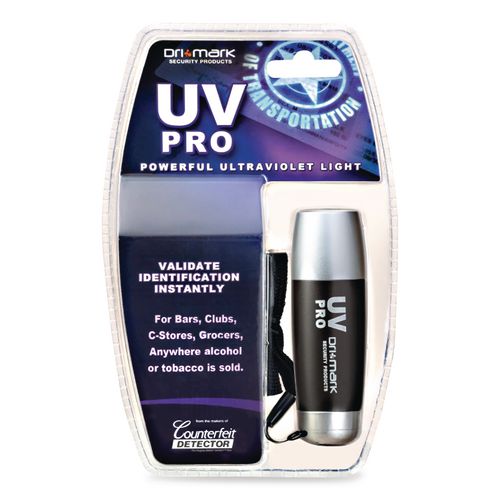 Image of Dri-Mark® UVPROPLUS-B UV Pro Ultraviolet Counterfeit Detector for USD and Most International Currencies, Black/Silver