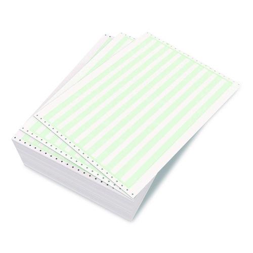 Image of Domtar 141108 Continuous Feed Computer Paper, 1-Part, 18 lb Bond Weight, 11 x 14.88, White/Green Bar, 3,000/Carton