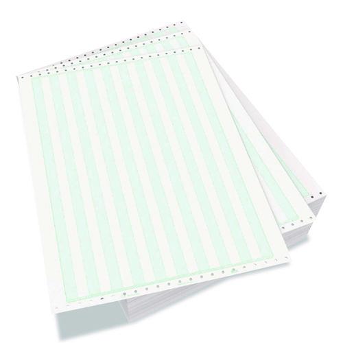 Image of Domtar 141108 Continuous Feed Computer Paper, 1-Part, 18 lb Bond Weight, 11 x 14.88, White/Green Bar, 3,000/Carton