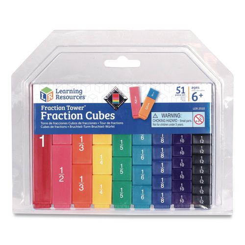 Image of Learning Resources® LER2510 Fraction Tower Fraction Cubes, Grades 1 to 4, 51 Pieces