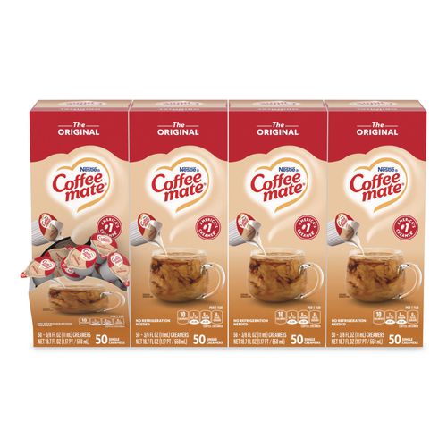 Image of Coffee mate® 11001124 Liquid Coffee Creamer, Original, 0.38 oz Mini Cups, 50/Box, 4 Boxes/Carton