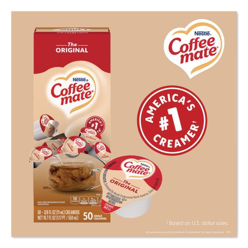 Image of Coffee mate® 11001124 Liquid Coffee Creamer, Original, 0.38 oz Mini Cups, 50/Box, 4 Boxes/Carton