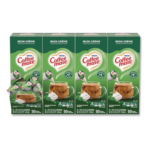 Image of Coffee mate® 11002803 Liquid Coffee Creamer, Irish Cream, 0.38 oz Mini Cups, 50/Box, 4 Boxes/Carton