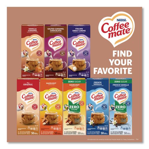 Image of Coffee mate® 11002807 Liquid Coffee Creamer, Cafe Mocha, 0.38 oz Mini Cups, 50/Box, 4 Boxes/Carton