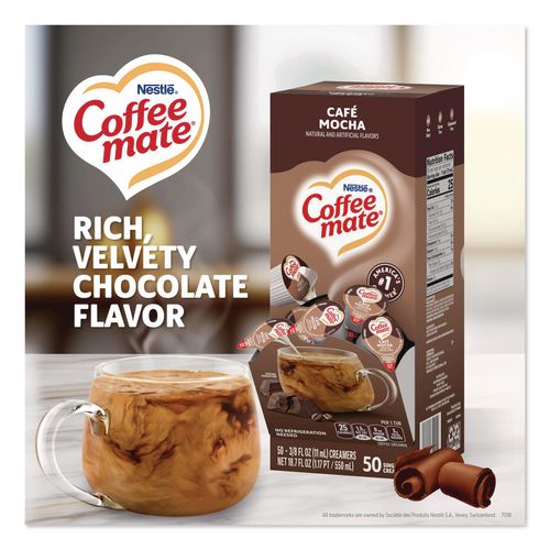 Image of Coffee mate® 11002807 Liquid Coffee Creamer, Cafe Mocha, 0.38 Oz Mini Cups, 50/box