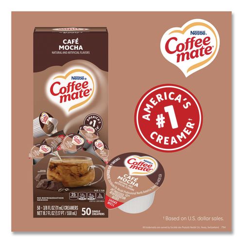 Image of Coffee mate® 11002807 Liquid Coffee Creamer, Cafe Mocha, 0.38 Oz Mini Cups, 50/box