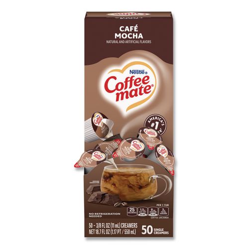 Image of Coffee mate® 11002807 Liquid Coffee Creamer, Cafe Mocha, 0.38 Oz Mini Cups, 50/box