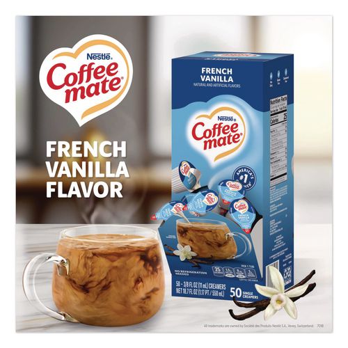 Image of Coffee mate® 11001206 Liquid Coffee Creamer, French Vanilla, 0.38 oz Mini Cups, 50/Box, 4 Boxes/Carton