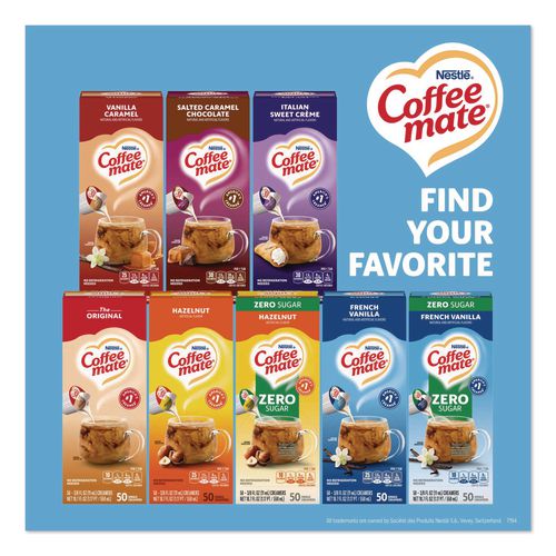 Image of Coffee mate® 11001206 Liquid Coffee Creamer, French Vanilla, 0.38 oz Mini Cups, 50/Box, 4 Boxes/Carton