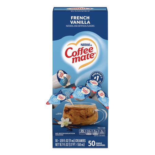 Image of Coffee mate® 11001206 Liquid Coffee Creamer, French Vanilla, 0.38 Oz Mini Cups, 50/box
