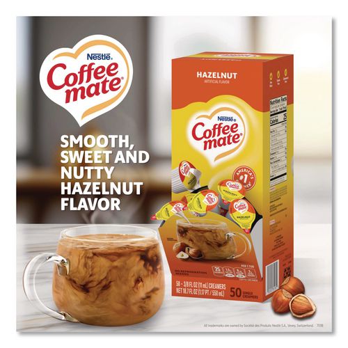 Image of Coffee mate® 11001207 Liquid Coffee Creamer, Hazelnut, 0.38 Oz Mini Cups, 50/box