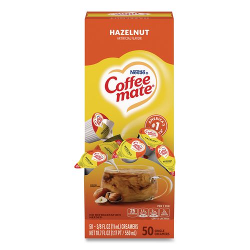 Image of Coffee mate® 11001207 Liquid Coffee Creamer, Hazelnut, 0.38 Oz Mini Cups, 50/box