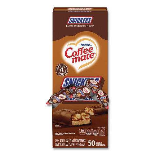Image of Coffee mate® 12384196 Liquid Coffee Creamer, Snickers, 0.38 oz Mini Cups, 50/Box