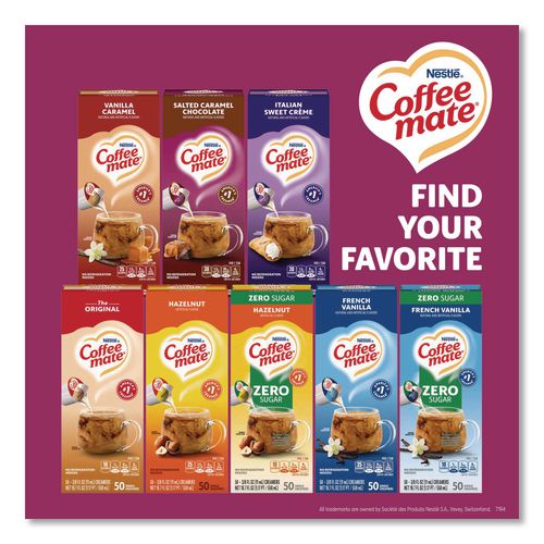 Image of Coffee mate® 12314294 Liquid Coffee Creamer, Salted Caramel Chocolate, 0.38 Oz Mini Cups, 50/box
