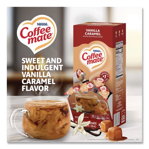 Image of Coffee mate® 12182156 Liquid Coffee Creamer, Vanilla Caramel, 0.38 Oz Mini Cups, 50/box