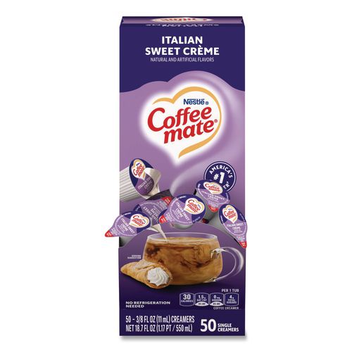 Image of Coffee mate® 12220663 Liquid Coffee Creamer, Italian Sweet Cream, 0.38 oz Mini Cups, 50/Box