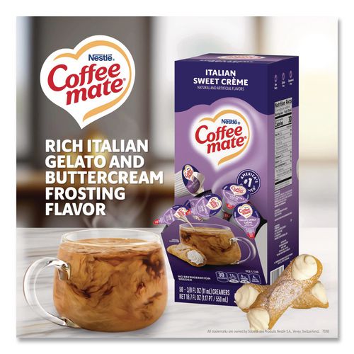 Image of Coffee mate® 12220663 Liquid Coffee Creamer, Italian Sweet Cream, 0.38 oz Mini Cups, 50/Box