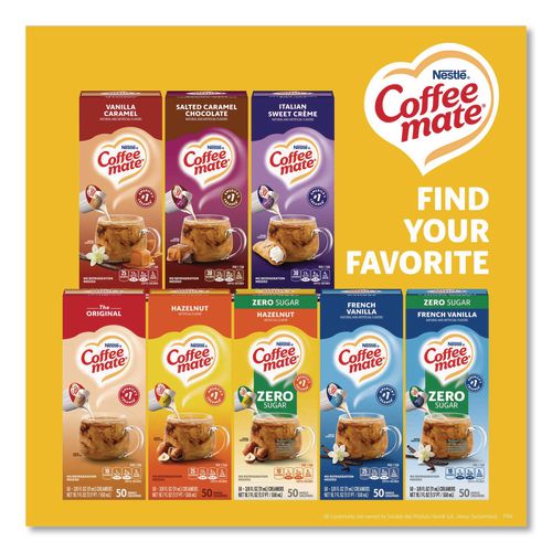 Image of Coffee mate® 12434680 Liquid Coffee Creamer, Zero Sugar Hazelnut, 0.38 oz Mini Cups, 50/Box